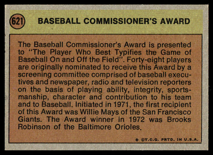 1972 Topps Baseball #621 - Commissioners Award - EX