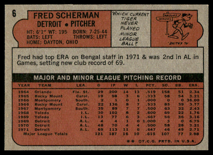1972 Topps Baseball #6 - Fred Scherman - NMMT