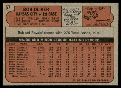 1972 Topps Baseball #57 - Bob Oliver - NM