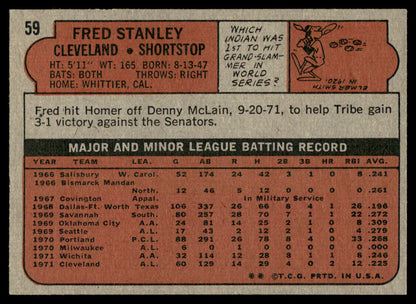 1972 Topps Baseball #59 - Fred Stanley RC - NM