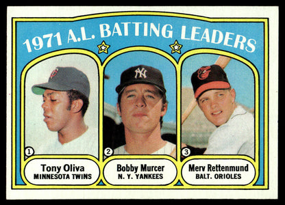 1972 Topps Baseball #86 - 1971 A.L. Batting Leaders - NM