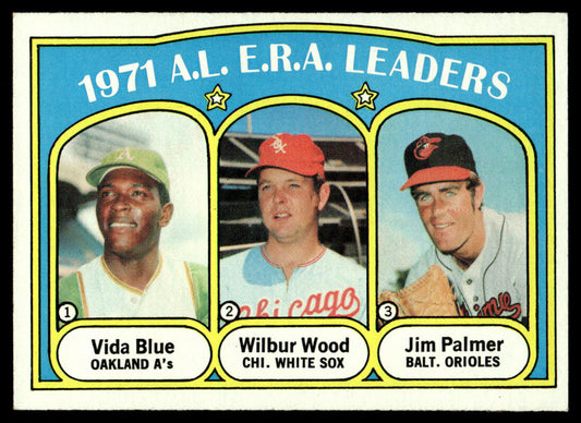 1972 Topps Baseball #92 - 1971 A.L. E.R.A. Leaders - NM