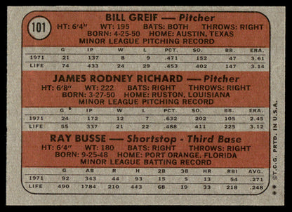 1972 Topps Baseball #101 - Astros 1972 Rookie Stars - Richard RC - NM