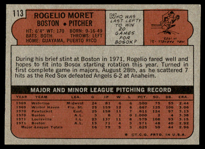1972 Topps Baseball #113 - Rogelio Moret - EXMT