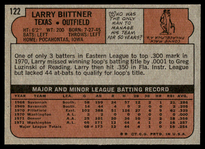 1972 Topps Baseball #122 - Larry Biittner RC - NM