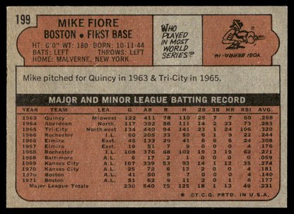 1972 Topps Baseball #199 - Mike Fiore - NM