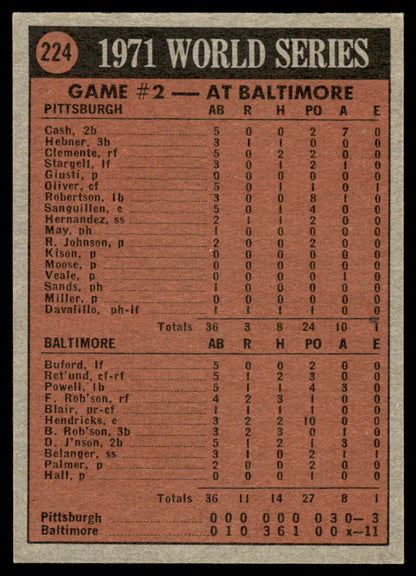1972 Topps Baseball #224 - 1971 World Series Game 2 - NM