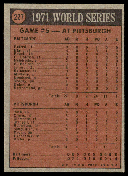 1972 Topps Baseball #227 - 1971 World Series Game 5 - NM