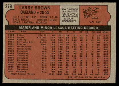 1972 Topps Baseball #279 - Larry Brown - NM