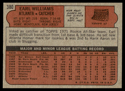 1972 Topps Baseball #380 - Earl Williams - NM