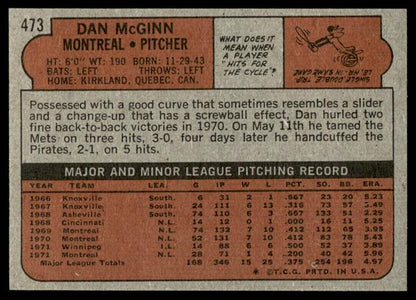 1972 Topps Baseball #473 - Dan McGinn - EXMT