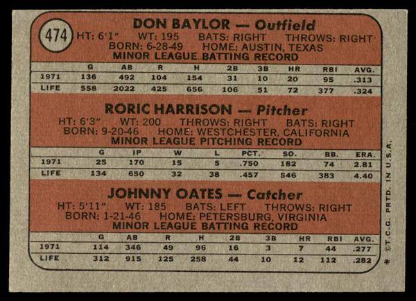1972 Topps Baseball #474 - Orioles 1972 Rookie Stars - Baylor - EXMT