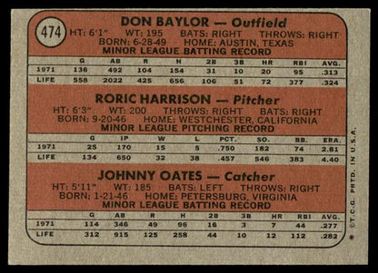1972 Topps Baseball #474 - Orioles 1972 Rookie Stars - Baylor - EXMT