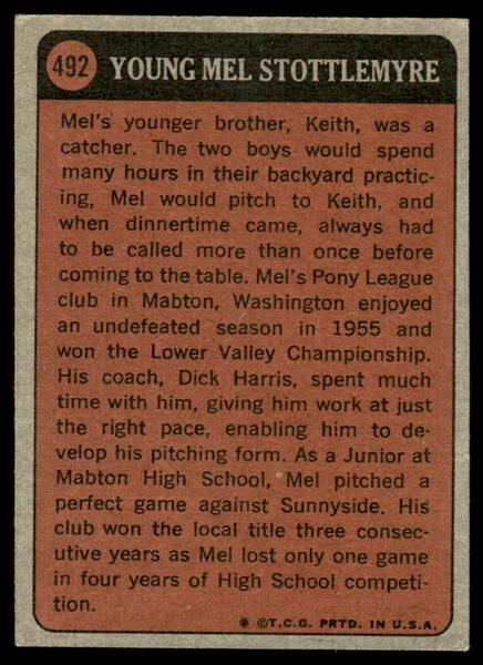 1972 Topps Baseball #492 - Mel Stottlemyre KP - NM