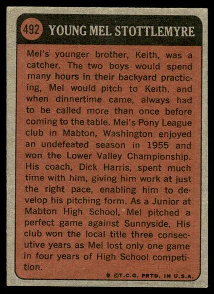 1972 Topps Baseball #492 - Mel Stottlemyre KP - NM