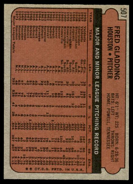 1972 Topps Baseball #507 - Fred Gladding - NM