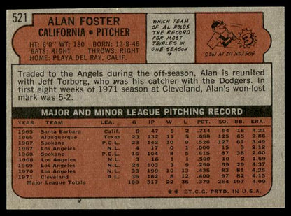 1972 Topps Baseball #521 - Alan Foster - NM