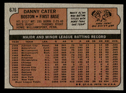 1972 Topps Baseball #676 - Danny Cater - EX