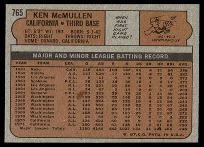 1972 Topps Baseball #765 - Ken McMullen - NMMT