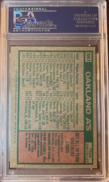 1975 Topps Baseball #561 - Oakland A's - PSA 8