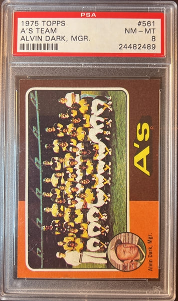 1975 Topps Baseball #561 - Oakland A's - PSA 8