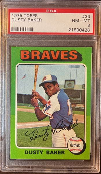 1975 Topps Baseball #33 - Dusty Baker - PSA 8