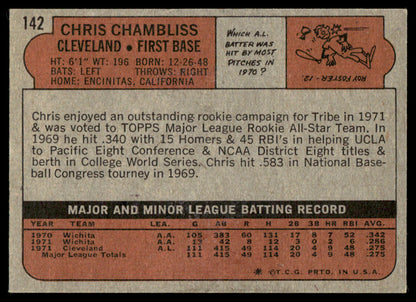 1972 Topps Baseball #142 - Chris Chambliss RC - NM