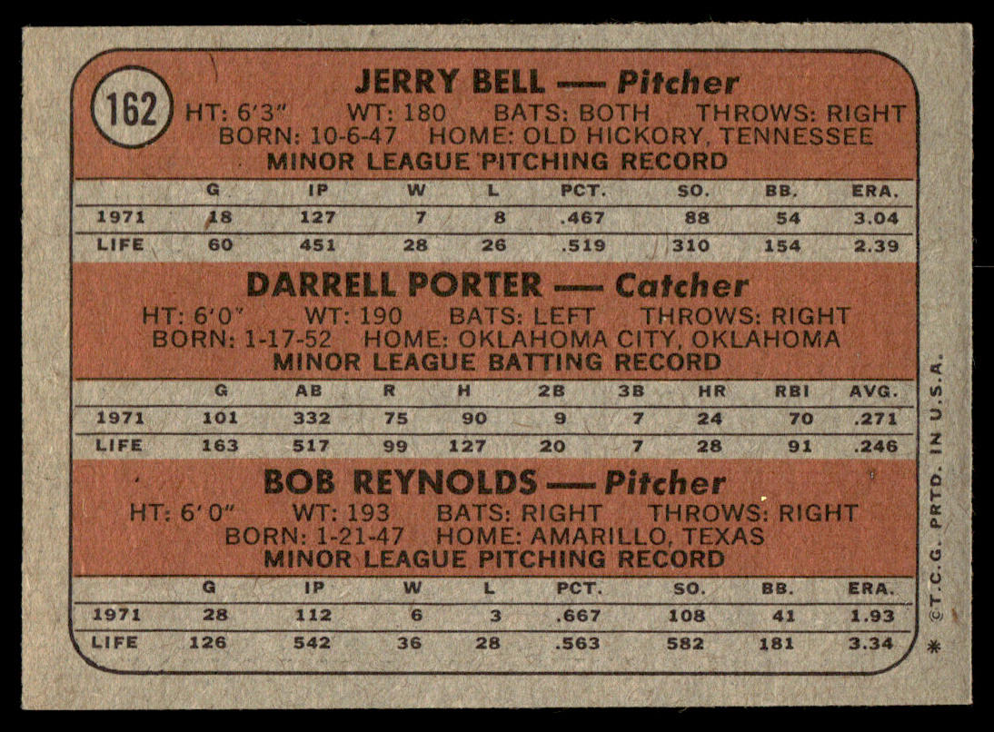 1972 Topps Baseball #162 - Brewers 1972 Rookie Stars - Porter RC - NM