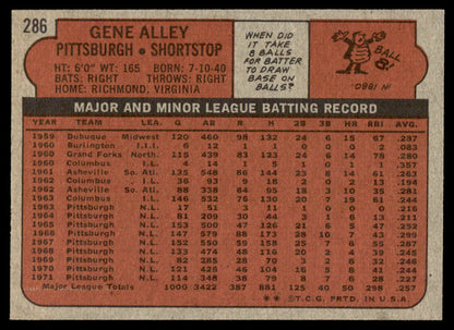 1972 Topps Baseball #286 - Gene Alley - NM