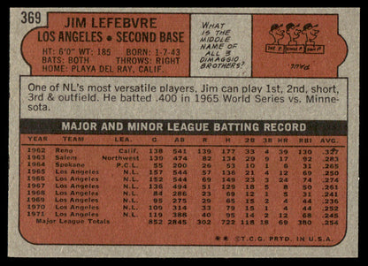 1972 Topps Baseball #369 - Jim Lefebvre - NM