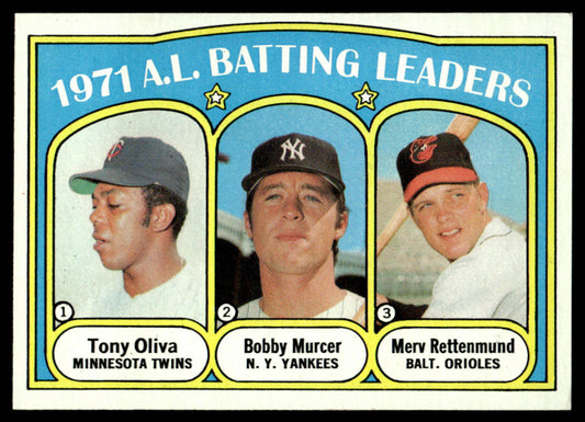 1972 Topps Baseball #86 - 1971 A.L. Batting Leaders - NM