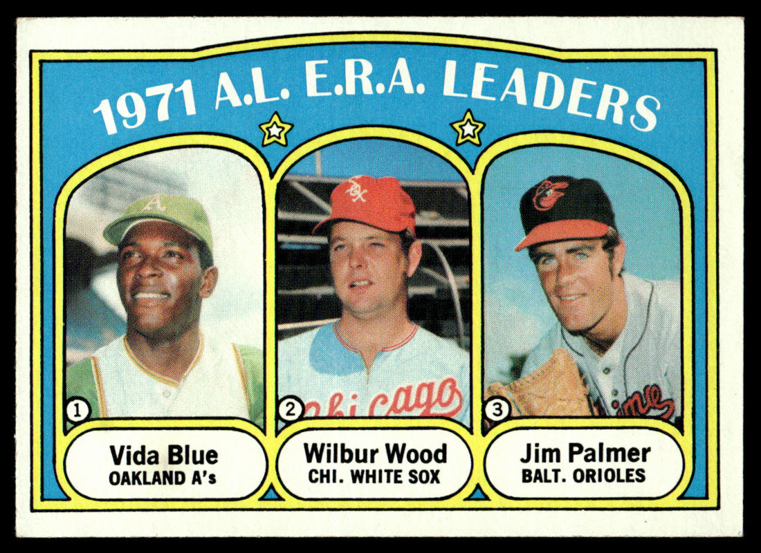 1972 Topps Baseball #92 - 1971 A.L. E.R.A. Leaders - EXMT
