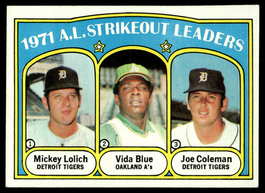 1972 Topps Baseball #96 - 1971 A.L. Strikeout Leaders - NM