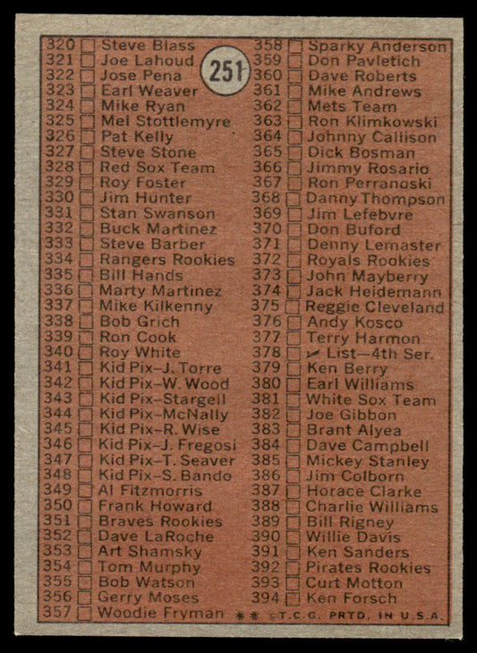 1972 Topps Baseball #251b - Checklist 3rd Series - EXMT
