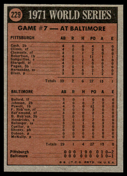 1972 Topps Baseball #229 - 1971 World Series Game No. 7 - NM