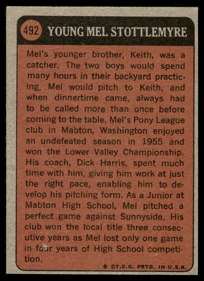 1972 Topps Baseball #492 - Mel Stottlemyre KP - EX