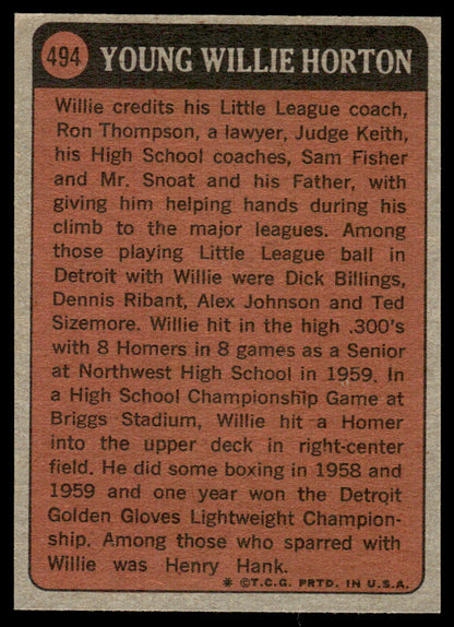 1972 Topps Baseball #494 - Willie Horton KP - EXMT