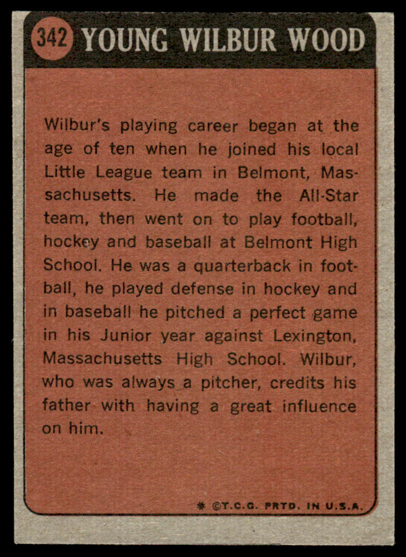1972 Topps Baseball #342 - Wilbur Wood KP - VG