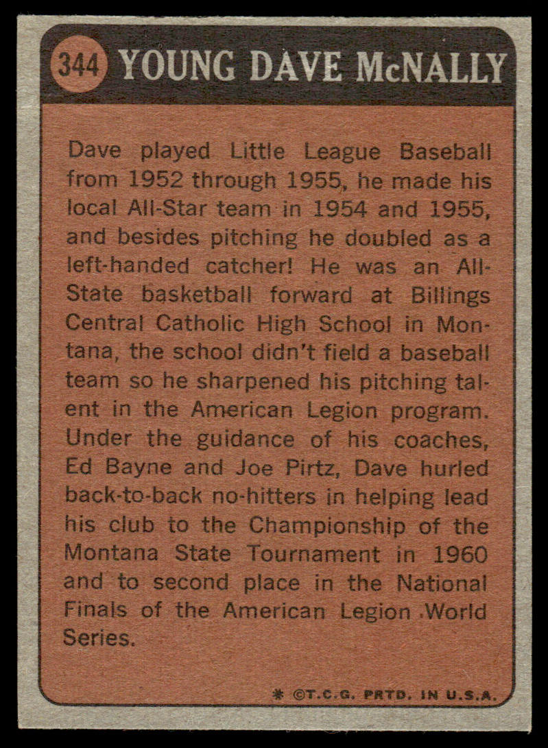 1972 Topps Baseball #344 - Dave McNally KP - EXMT