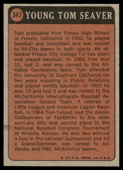 1972 Topps Baseball #347 - Tom Seaver KP - EXMT
