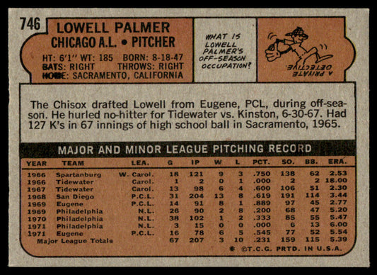 1972 Topps Baseball #746 - Lowell Palmer - NM