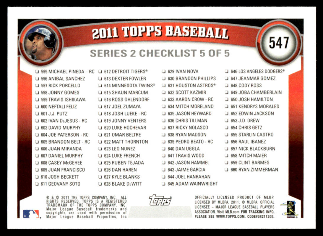 2011 Topps Baseball Complete Base Set + Update - Trout Freeman Altuve RC