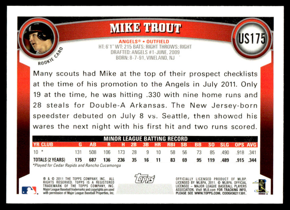 2011 Topps Baseball Complete Update Series - Trout Altuve Goldschmidt RC