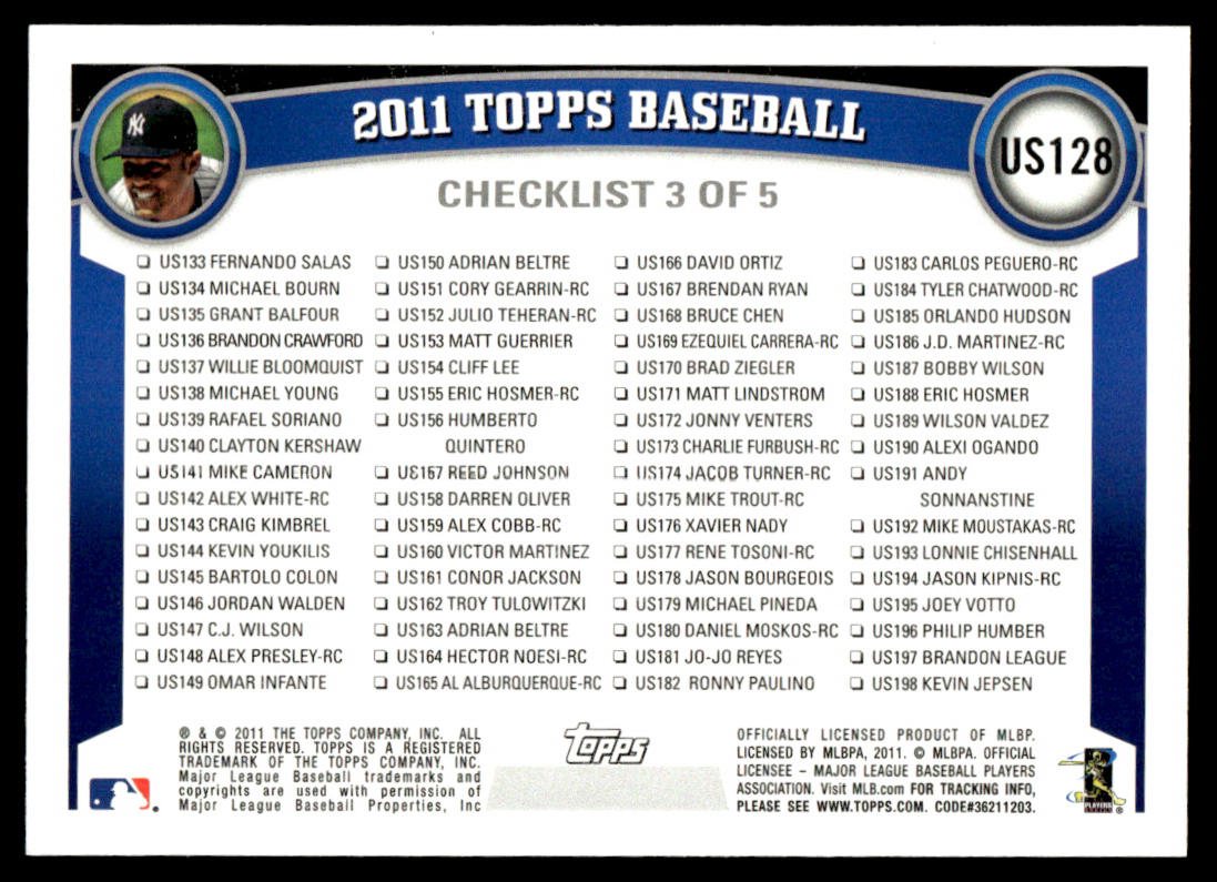 2011 Topps Baseball Complete Update Series - Trout Altuve Goldschmidt RC