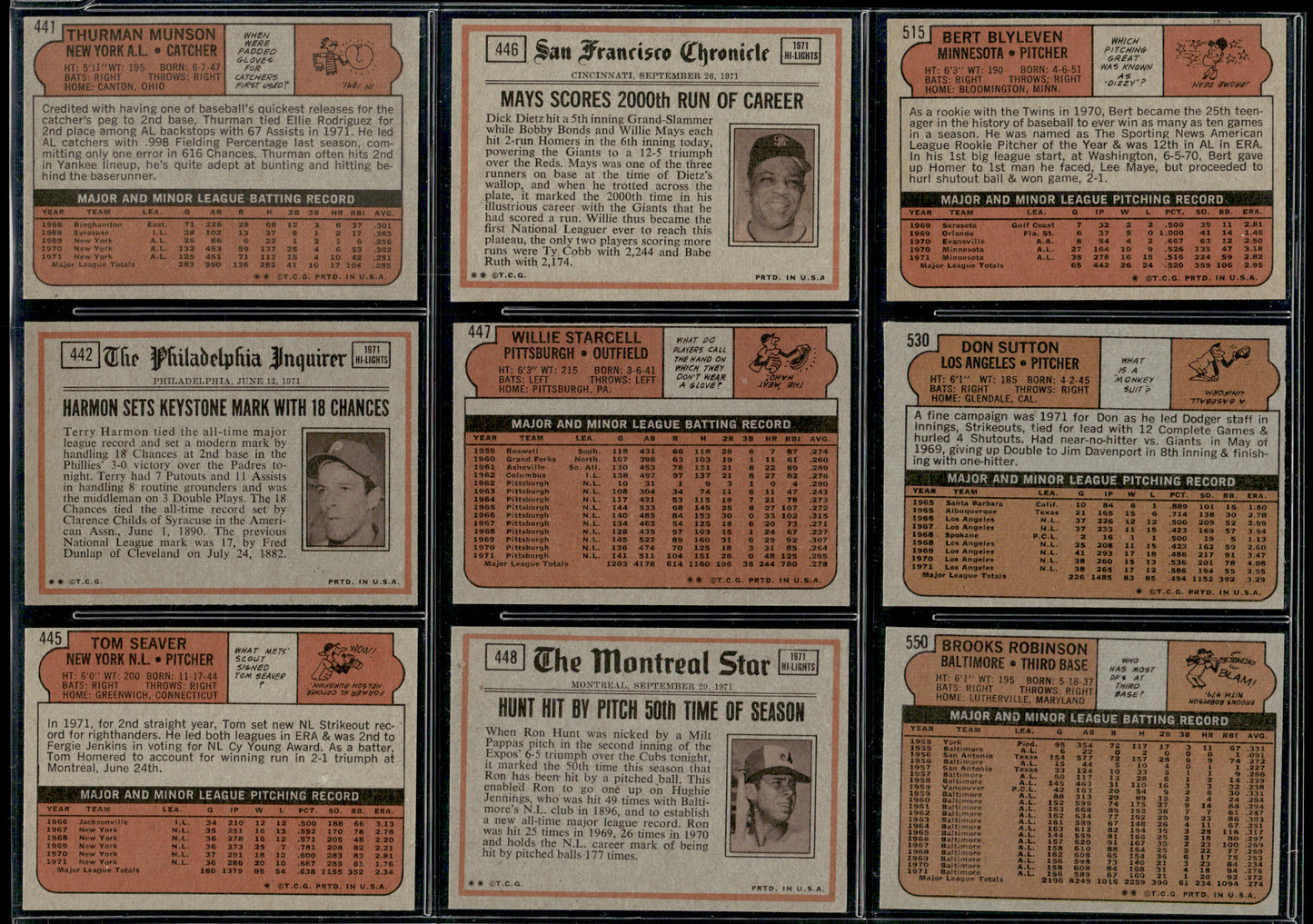 1972 Topps Baseball Complete Set - EXMT AVG w 13 Graded - Fisk RC Aaron Ryan Mays