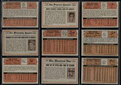 1972 Topps Baseball Complete Set - EXMT AVG w 13 Graded - Fisk RC Aaron Ryan Mays