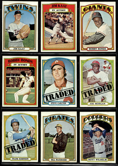 1972 Topps Baseball Complete Set - EXMT AVG w 13 Graded - Fisk RC Aaron Ryan Mays