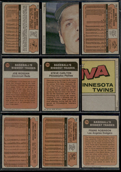 1972 Topps Baseball Complete Set - EXMT AVG w 13 Graded - Fisk RC Aaron Ryan Mays