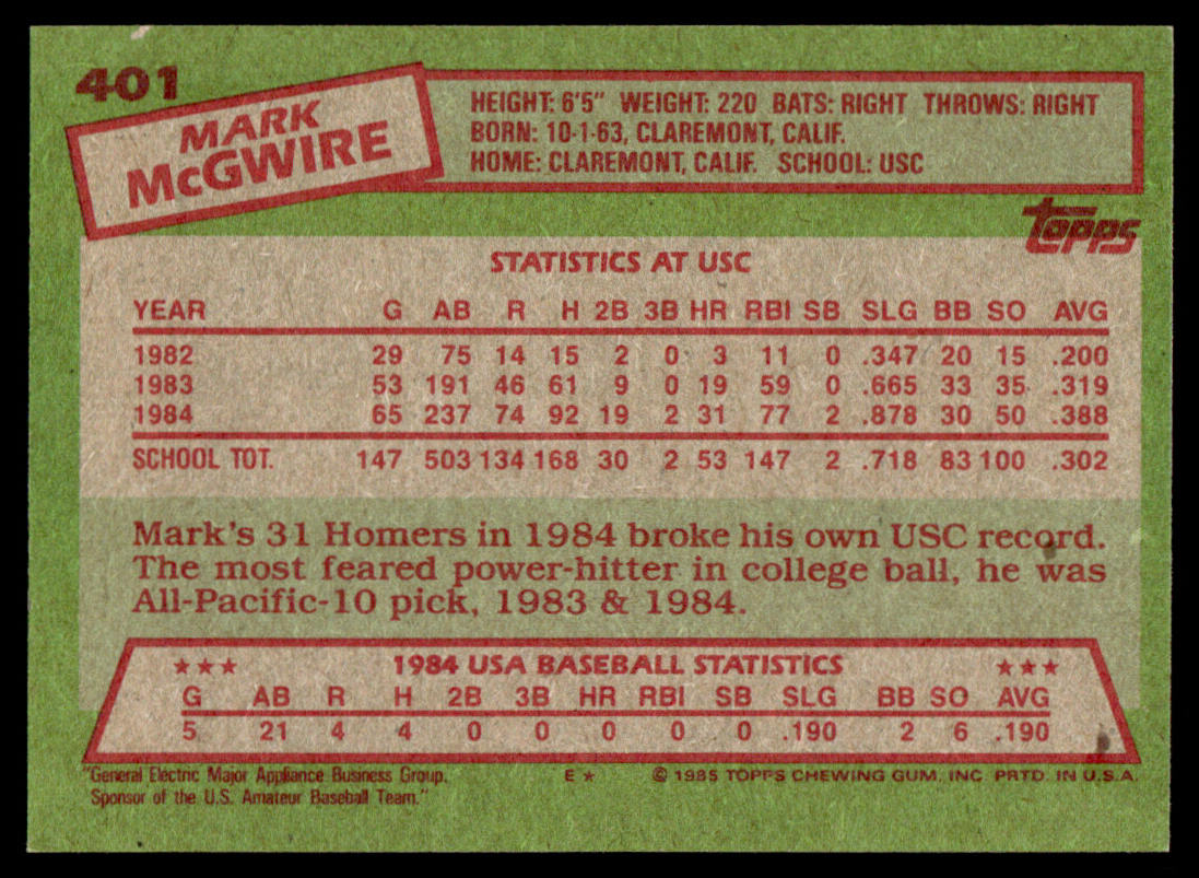 1985 Topps Baseball Complete Set Vending! - NM/NMMT - McGwire Clemens Puckett RC