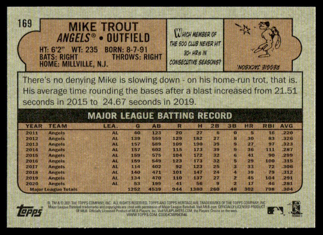 2021 Topps Heritage #88 #90 #169 #170 - Mike Trout - Lot of 4